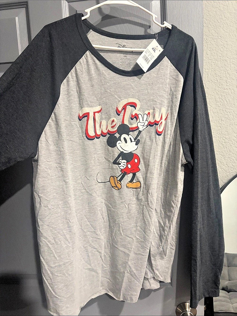 Disney Mickey Mouse True Disney Long Sleeve Graphic Tee in Gray Size XXL NWT